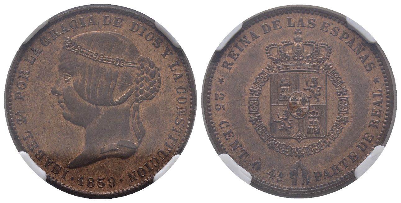 25 céntimos. Isabel II