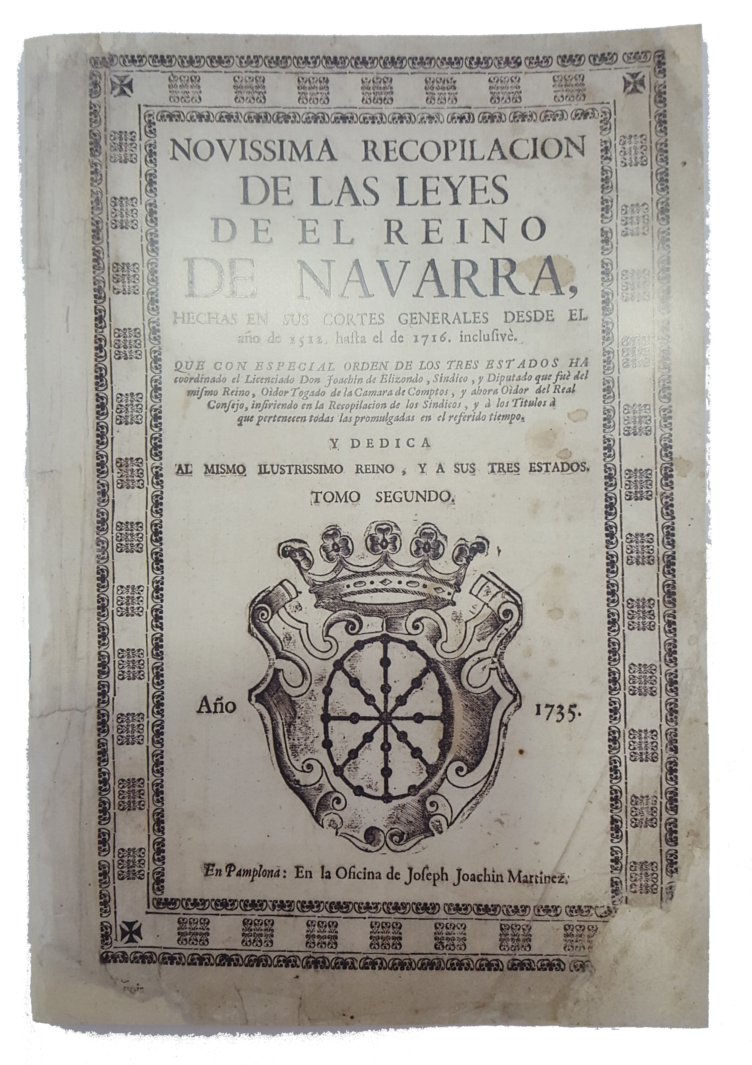 Novissima recopilación de las leyes de el Reino de Navarra