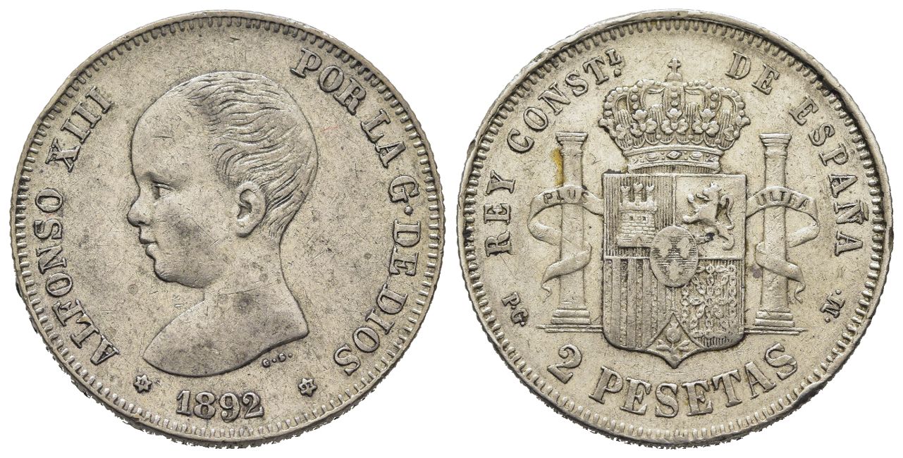 2 pesetas. Alfonso XIII
