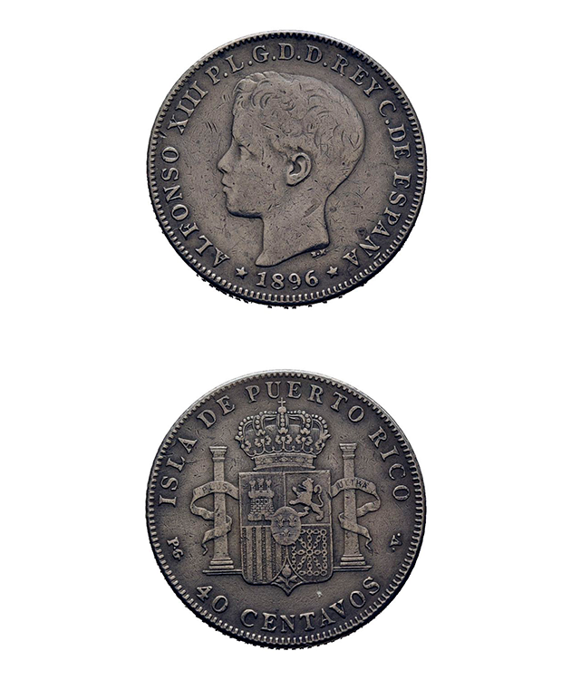 Alfonso XIII. 40 centavos. Puerto Rico